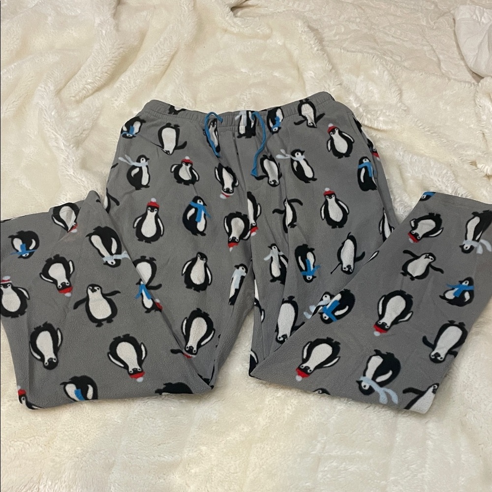 Adult Gray Penguin Pajama Pants